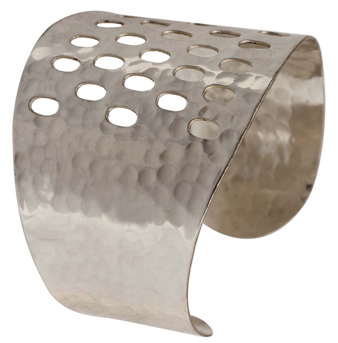 Buy Bracelets in Bulk – Cuff Bracelet – Silver Plated – Cast in Brass – Oval Cut-Outs – Hammered Effect – Wholesale Bulk Bracelets 